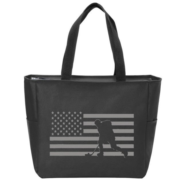 Hockey American Flag Hockey Zip Tote Bag