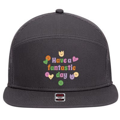 Have A Fantastic Day Smiley 7 Panel Mesh Trucker Snapback Hat