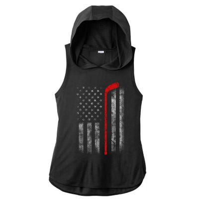 Hockey American Flag Ladies PosiCharge Tri-Blend Wicking Draft Hoodie Tank