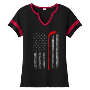 Hockey American Flag Ladies Halftime Notch Neck Tee