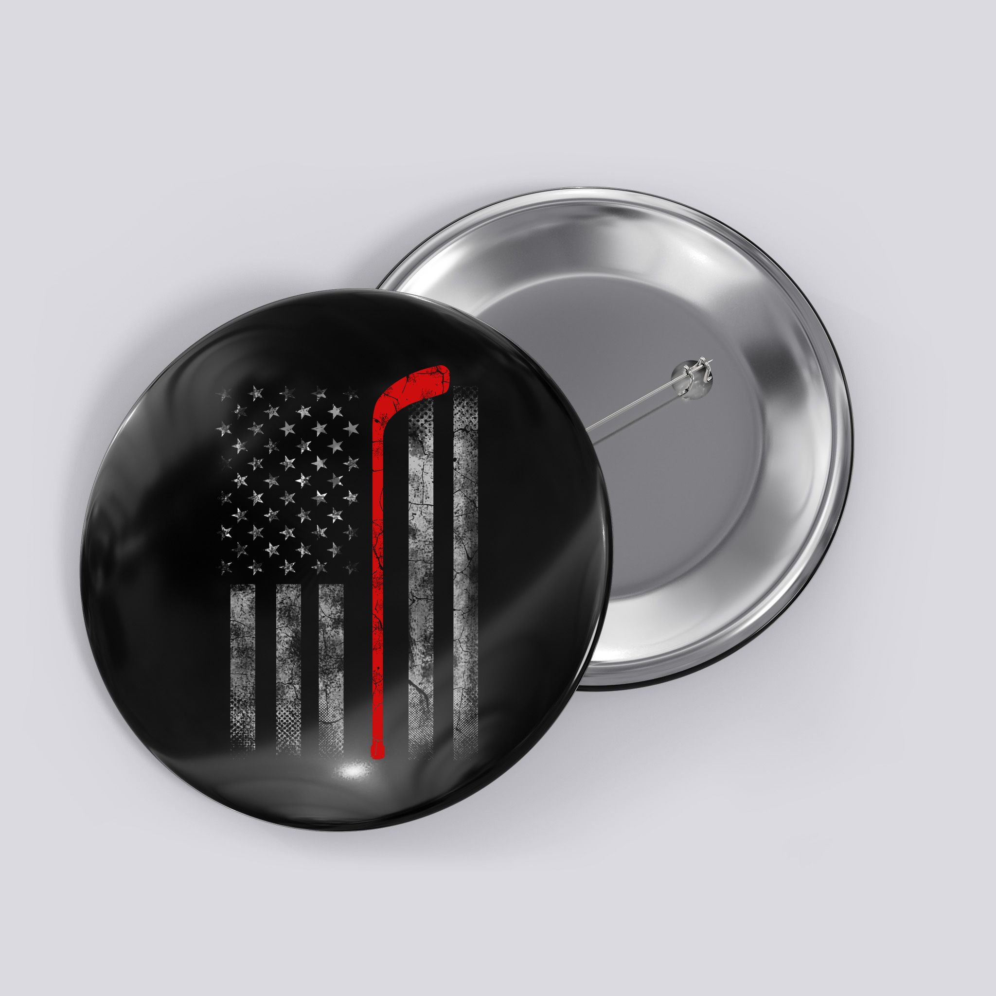 Hockey American Flag Button