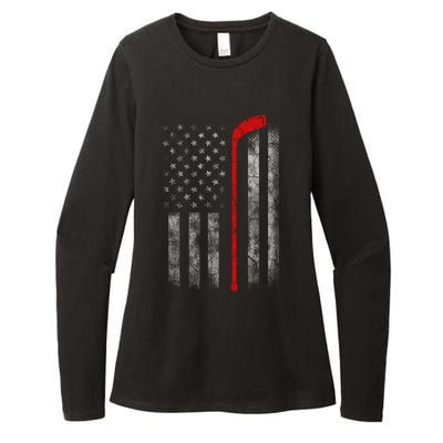 Hockey American Flag Womens CVC Long Sleeve Shirt