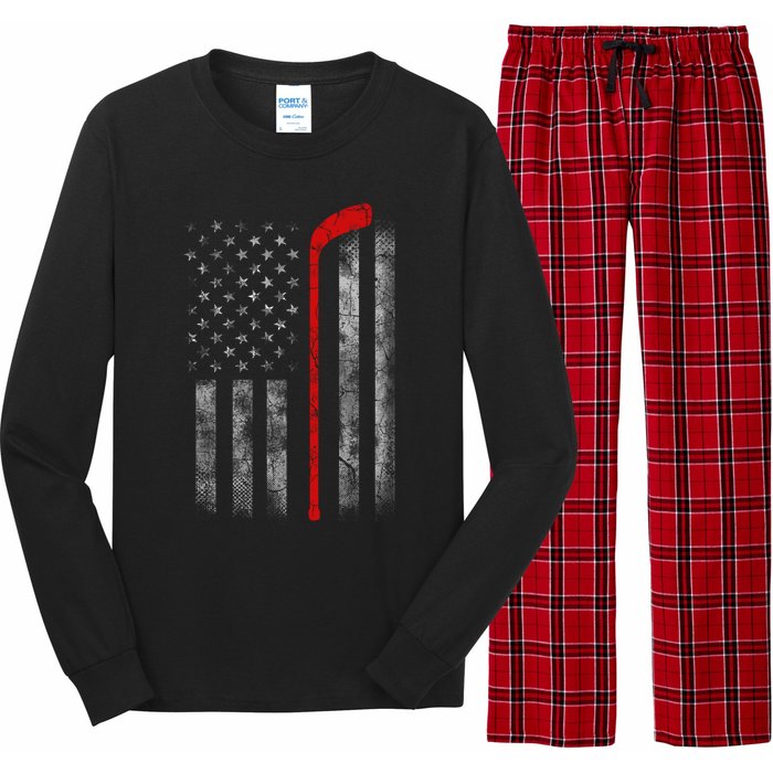 Hockey American Flag Long Sleeve Pajama Set