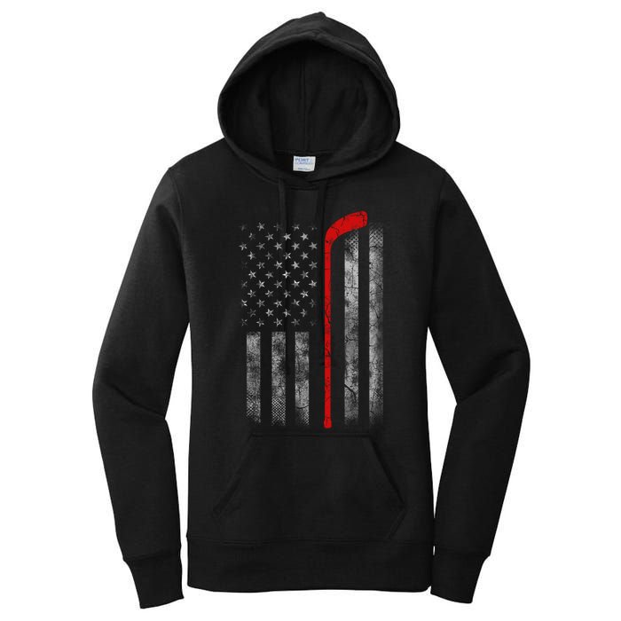 Hockey American Flag Women's Pullover Hoodie