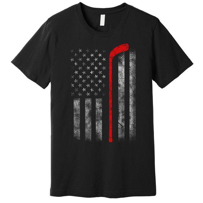 Hockey American Flag Premium T-Shirt