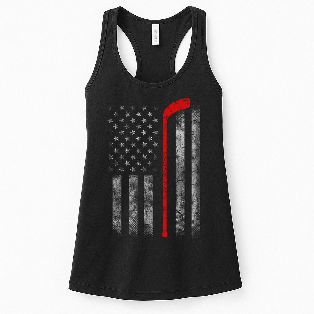 Hockey American Flag Womens Tank Top