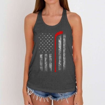 Hockey American Flag Women's Knotted Racerback Tank