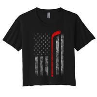 Hockey American Flag Women's Crop Top Tee