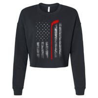 Hockey American Flag Cropped Pullover Crew