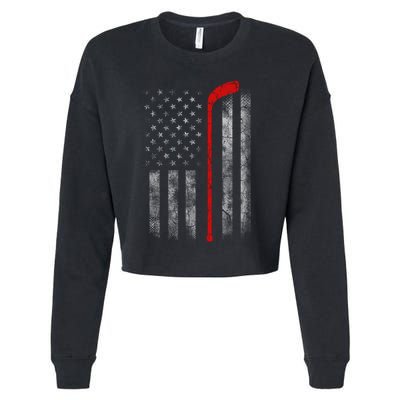 Hockey American Flag Cropped Pullover Crew