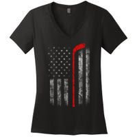 Hockey American Flag Women's V-Neck T-Shirt