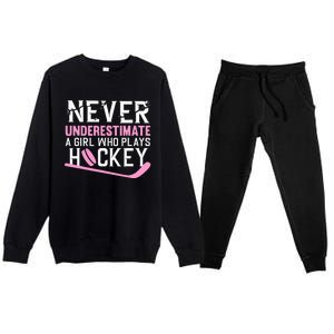 Hockey Art For Women Field Hockey Player Sport Premium Crewneck Sweatsuit Set