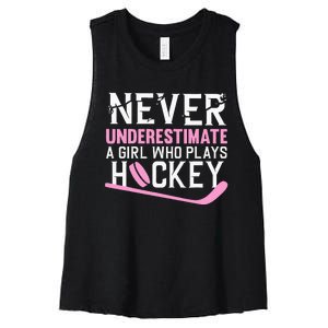 Hockey Art For Women Field Hockey Player Sport Women's Racerback Cropped Tank