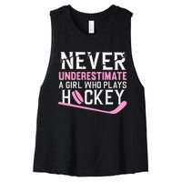 Hockey Art For Women Field Hockey Player Sport Women's Racerback Cropped Tank