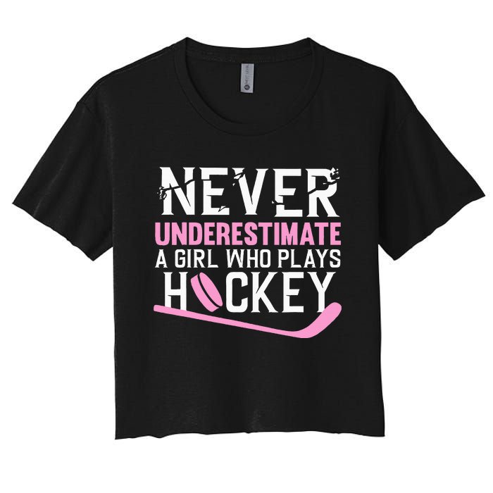 Hockey Art For Women Field Hockey Player Sport Women's Crop Top Tee