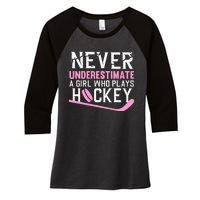 Hockey Art For Women Field Hockey Player Sport Women's Tri-Blend 3/4-Sleeve Raglan Shirt