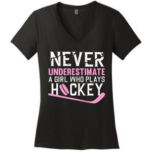 Hockey Art For Women Field Hockey Player Sport Women's V-Neck T-Shirt