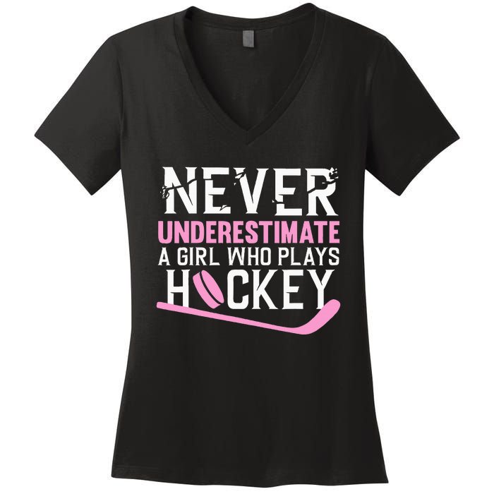 Hockey Art For Women Field Hockey Player Sport Women's V-Neck T-Shirt