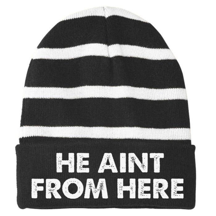 He AinT From Here Striped Beanie with Solid Band