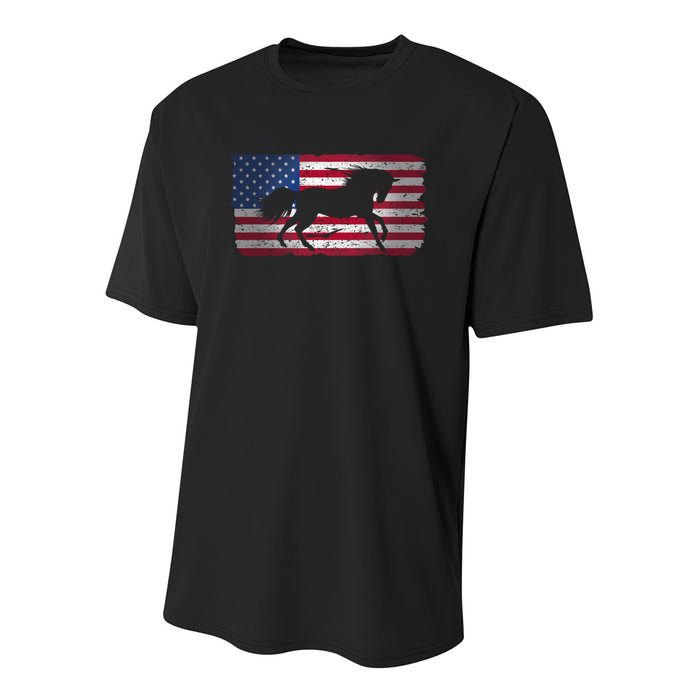 Horse American Flag Usa Patriotic For Girls Women Boys Men Gift Youth Performance Sprint T-Shirt