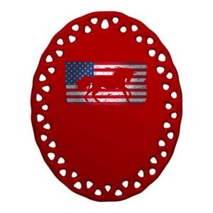 Horse American Flag Usa Patriotic For Girls Women Boys Men Gift Ceramic Oval Ornament