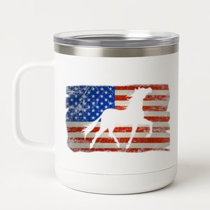 Horse American Flag Usa Patriotic Gift 12 oz Stainless Steel Tumbler Cup