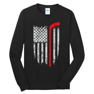 Hockey American Flag Hockey Tall Long Sleeve T-Shirt