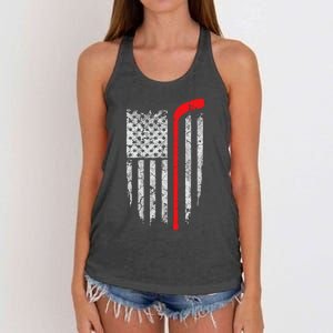 Hockey American Flag Hockey Women's Knotted Racerback Tank