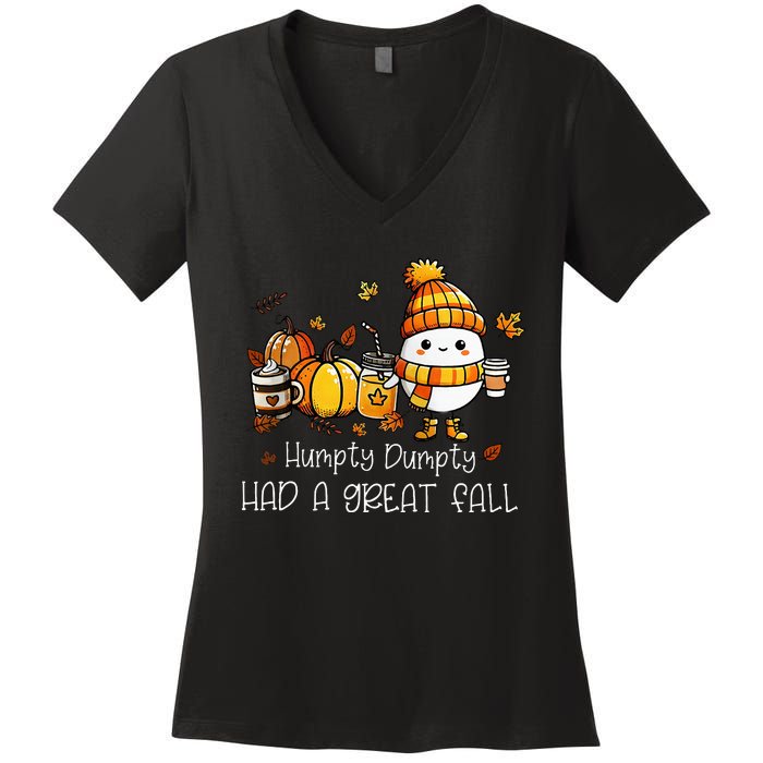 Had A Great Fall Egg Thanksgiving Autumn Women's V-Neck T-Shirt