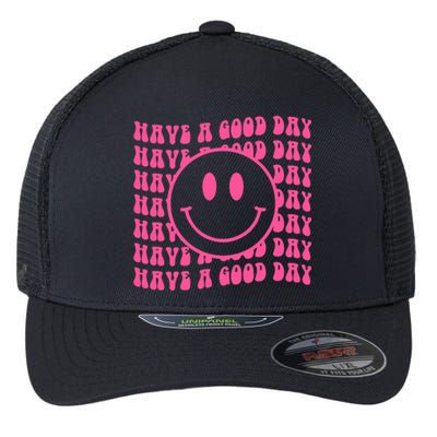 Have A Good Day Retro Smile Face Happy Face Preppy Aesthetic Flexfit Unipanel Trucker Cap