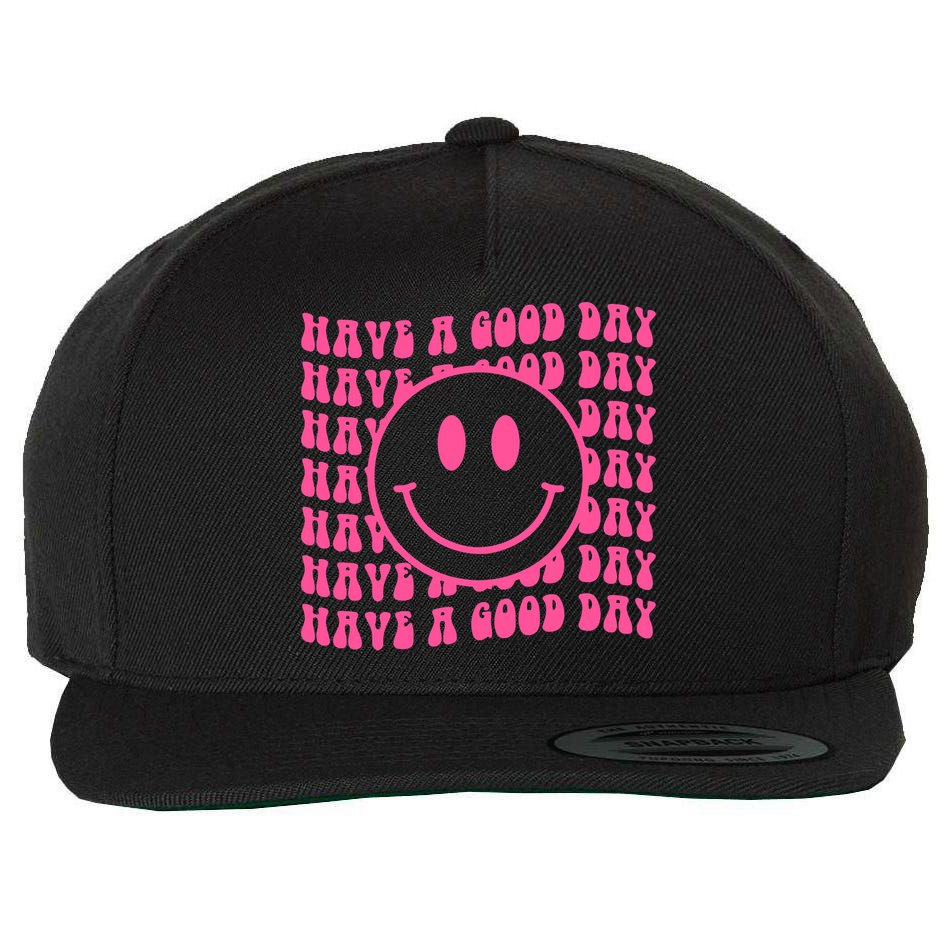 Have A Good Day Retro Smile Face Happy Face Preppy Aesthetic Wool Snapback Cap