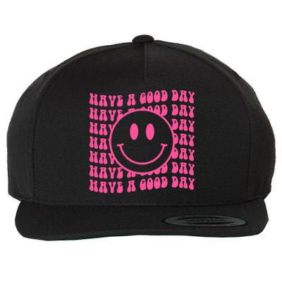 Have A Good Day Retro Smile Face Happy Face Preppy Aesthetic Wool Snapback Cap