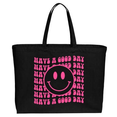 Have A Good Day Retro Smile Face Happy Face Preppy Aesthetic Cotton Canvas Jumbo Tote