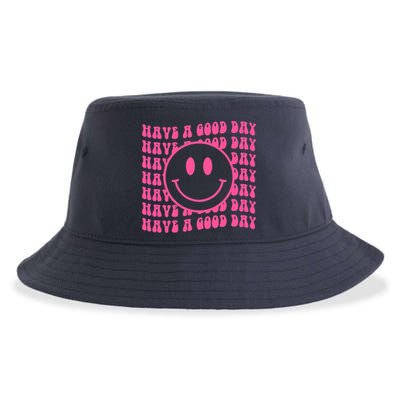 Have A Good Day Retro Smile Face Happy Face Preppy Aesthetic Sustainable Bucket Hat
