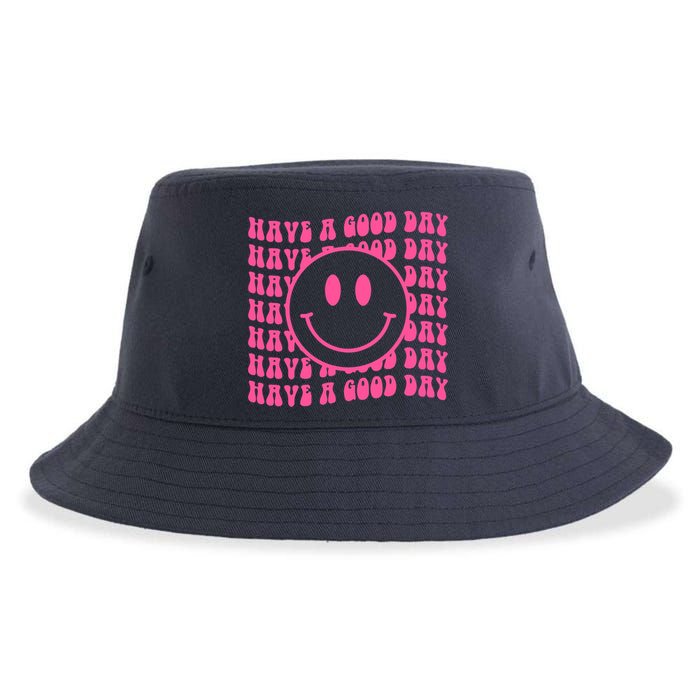Have A Good Day Retro Smile Face Happy Face Preppy Aesthetic Sustainable Bucket Hat