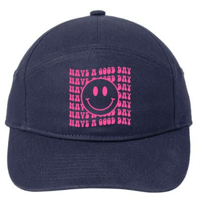 Have A Good Day Retro Smile Face Happy Face Preppy Aesthetic 7-Panel Snapback Hat