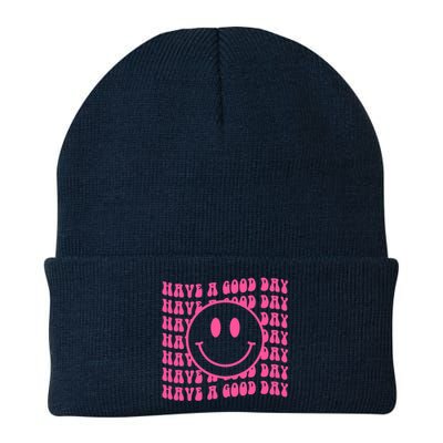 Have A Good Day Retro Smile Face Happy Face Preppy Aesthetic Knit Cap Winter Beanie