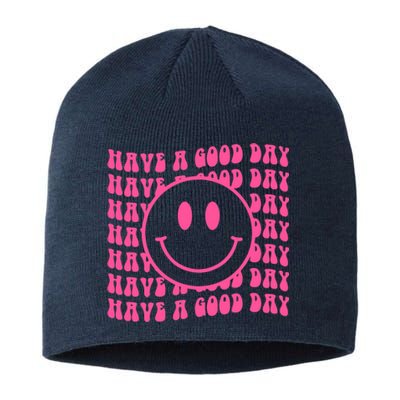 Have A Good Day Retro Smile Face Happy Face Preppy Aesthetic Sustainable Beanie