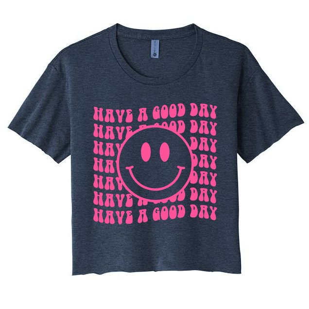 Have A Good Day Retro Smile Face Happy Face Preppy Aesthetic Women's Crop Top Tee