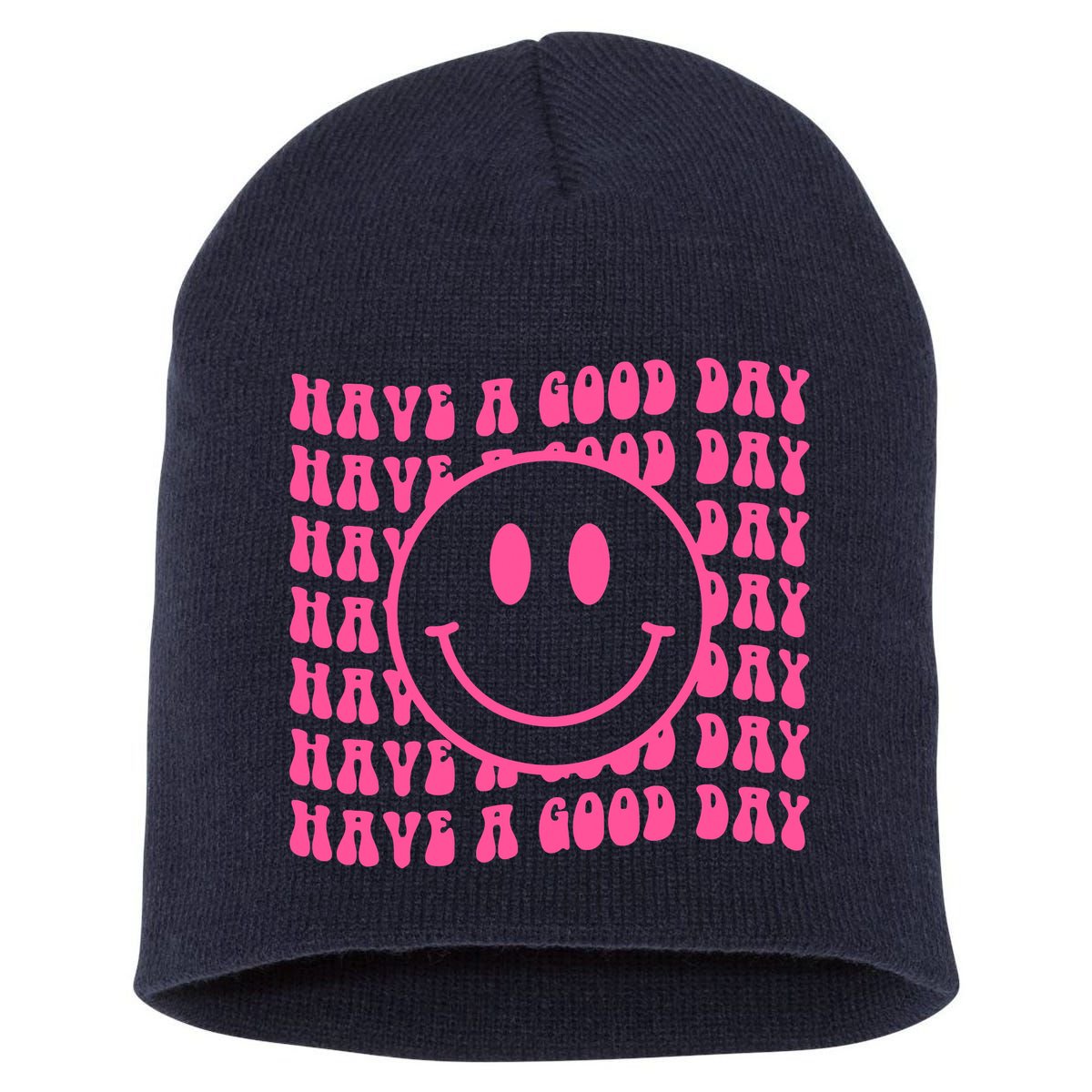 Have A Good Day Retro Smile Face Happy Face Preppy Aesthetic Short Acrylic Beanie