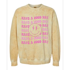 Have A Good Day Pink Smile Face Preppy Aesthetic Trendy Colorblast Crewneck Sweatshirt