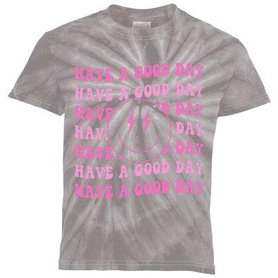 Have A Good Day Pink Smile Face Preppy Aesthetic Trendy Kids Tie-Dye T-Shirt