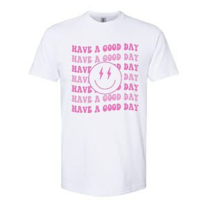 Have A Good Day Pink Smile Face Preppy Aesthetic Trendy Softstyle CVC T-Shirt