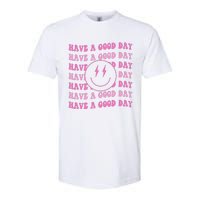 Have A Good Day Pink Smile Face Preppy Aesthetic Trendy Softstyle CVC T-Shirt