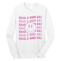 Have A Good Day Pink Smile Face Preppy Aesthetic Trendy Long Sleeve Shirt