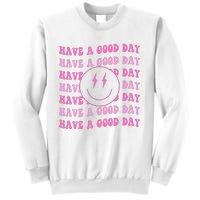 Have A Good Day Pink Smile Face Preppy Aesthetic Trendy Sweatshirt