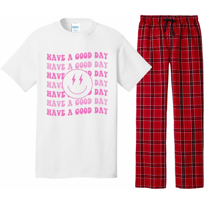 Have A Good Day Pink Smile Face Preppy Aesthetic Trendy Pajama Set