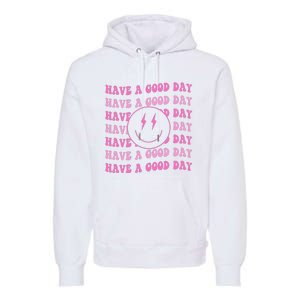 Have A Good Day Pink Smile Face Preppy Aesthetic Trendy Premium Hoodie