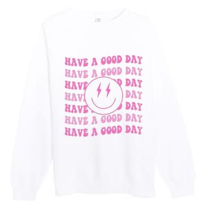 Have A Good Day Pink Smile Face Preppy Aesthetic Trendy Premium Crewneck Sweatshirt