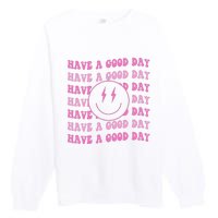 Have A Good Day Pink Smile Face Preppy Aesthetic Trendy Premium Crewneck Sweatshirt